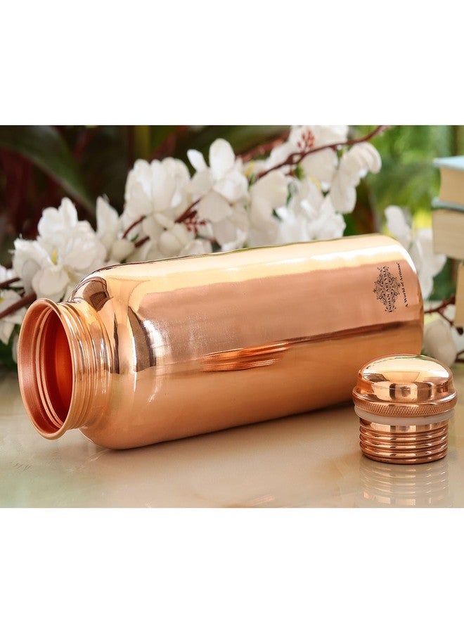 Indian Art Villa Copper Shine Finish Water Bottle - 900 ML, Pure Copper Bottle for Ayurvedic Health Benefits, Drinkware, Stylish Design for Daily Use, Yoga, Travel, Office, and Gifting - Image 5